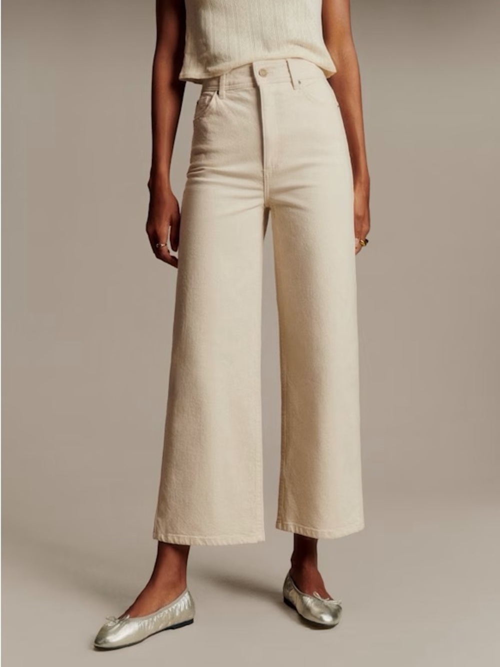 Sézane Le Crop Jean Mottled Ecru 38/6 - Picture 3 of 12